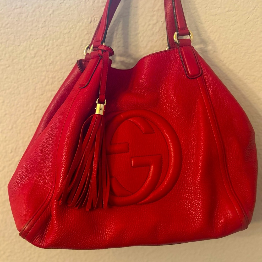 Gucci Red Leather Shoulder Bag